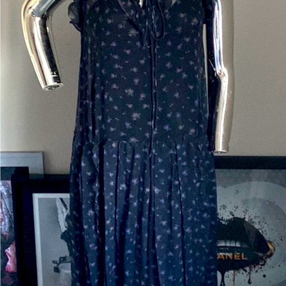 Coach Rose Print Sheer Pleated Dress - Picture 4 of 7